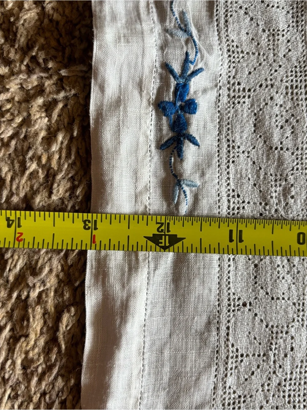 Blue Floral Embroidered Linen Placemat